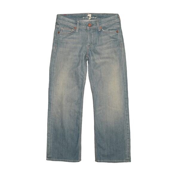 7 FOR ALL‎ MANKIND $172 Light Wash Crop Flynt Jean Size 24 - Picture 1 of 4